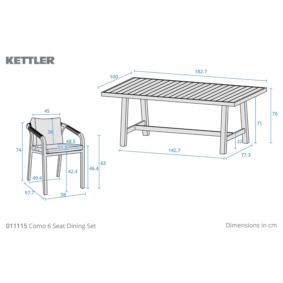 Kettler Como 6 Seat Garden Dining Set